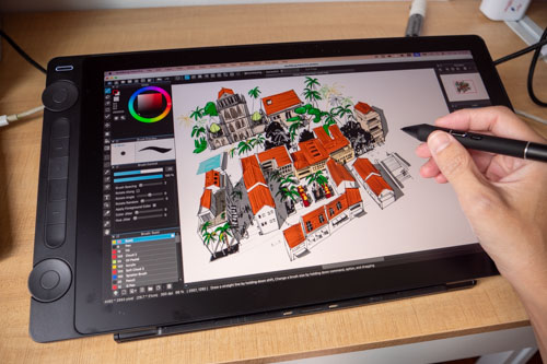 Huion Kamvas 16 Gen 3 カーソル追従精度は非常に高く、ペン先の接地点
